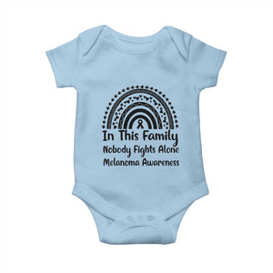 In This Family Nobody Fights Alone Baby Onesie Melanoma Warrior Support TS12 Light Blue Print Your Wear