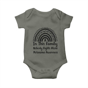 In This Family Nobody Fights Alone Baby Onesie Melanoma Warrior Support TS12 Military Green Print Your Wear