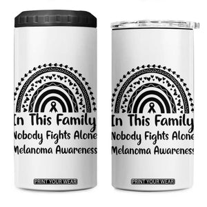 In This Family Nobody Fights Alone 4 in 1 Can Cooler Tumbler Melanoma Warrior Support TS12 One Size: 16 oz White Print Your Wear