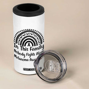 In This Family Nobody Fights Alone 4 in 1 Can Cooler Tumbler Melanoma Warrior Support TS12 Print Your Wear