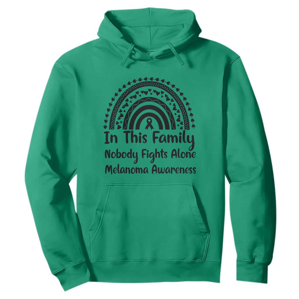 In This Family Nobody Fights Alone Hoodie Melanoma Warrior Support TS12 Irish Green Print Your Wear