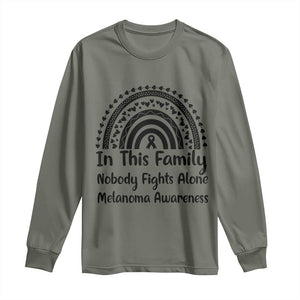 In This Family Nobody Fights Alone Long Sleeve Shirt Melanoma Warrior Support TS12 Military Green Print Your Wear