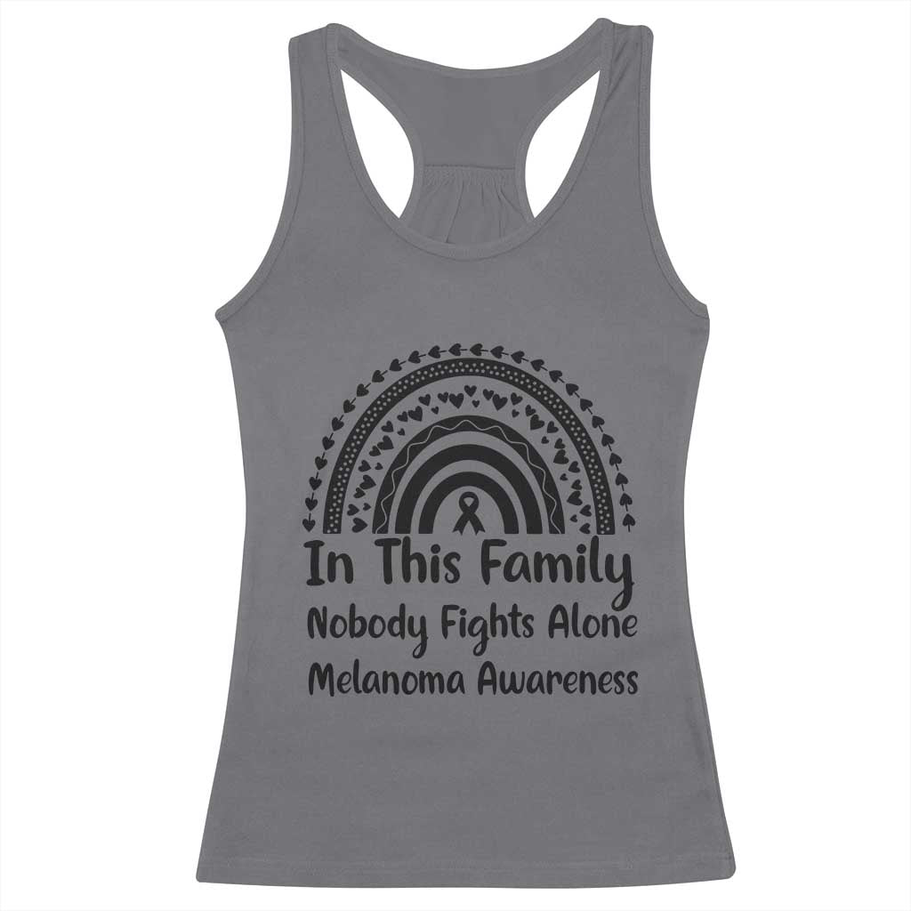 In This Family Nobody Fights Alone Racerback Tank Top Melanoma Warrior Support TS12 Charcoal Print Your Wear
