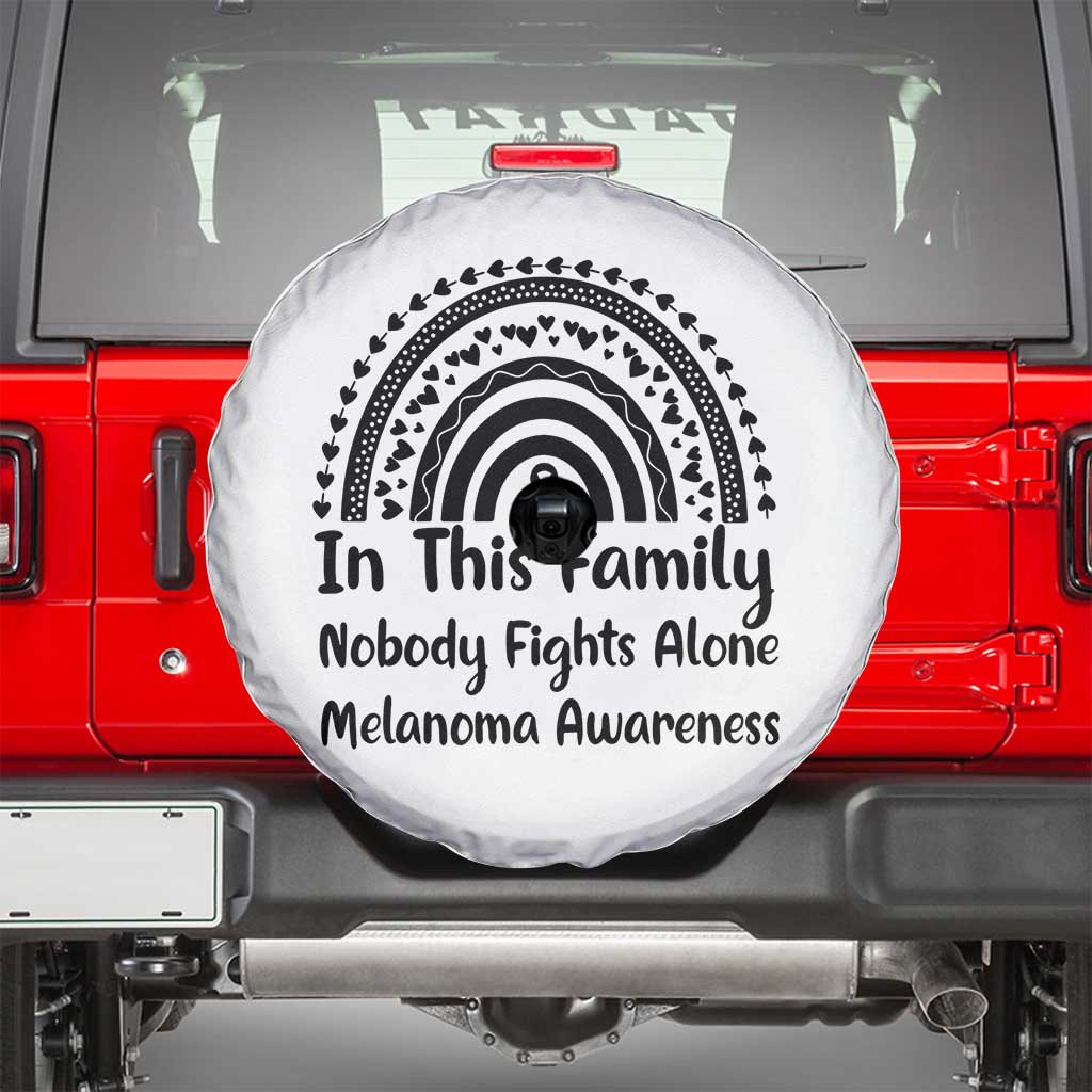 In This Family Nobody Fights Alone Spare Tire Cover Melanoma Warrior Support TS12 White Print Your Wear