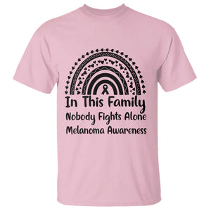 In This Family Nobody Fights Alone T Shirt Melanoma Warrior Support TS12 Light Pink Print Your Wear