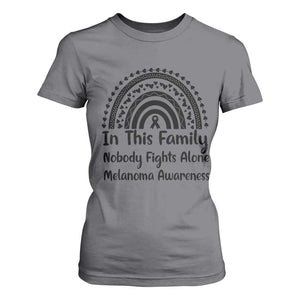 In This Family Nobody Fights Alone T Shirt For Women Melanoma Warrior Support TS12 Charcoal Print Your Wear