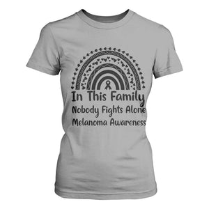In This Family Nobody Fights Alone T Shirt For Women Melanoma Warrior Support TS12 Sport Gray Print Your Wear
