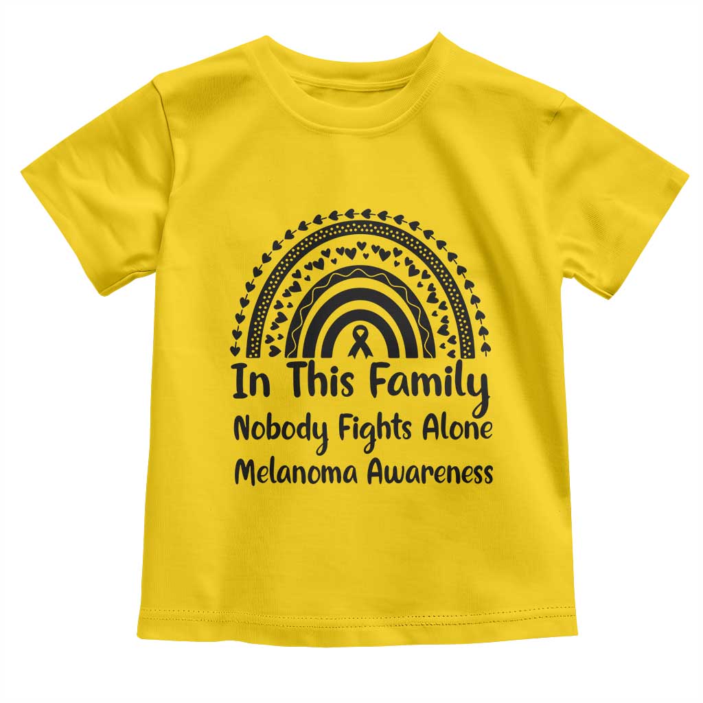In This Family Nobody Fights Alone Toddler T Shirt Melanoma Warrior Support TS12 Daisy Print Your Wear