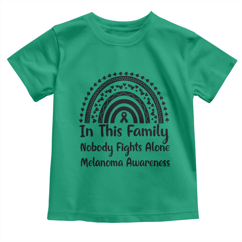 In This Family Nobody Fights Alone Toddler T Shirt Melanoma Warrior Support TS12 Irish Green Print Your Wear