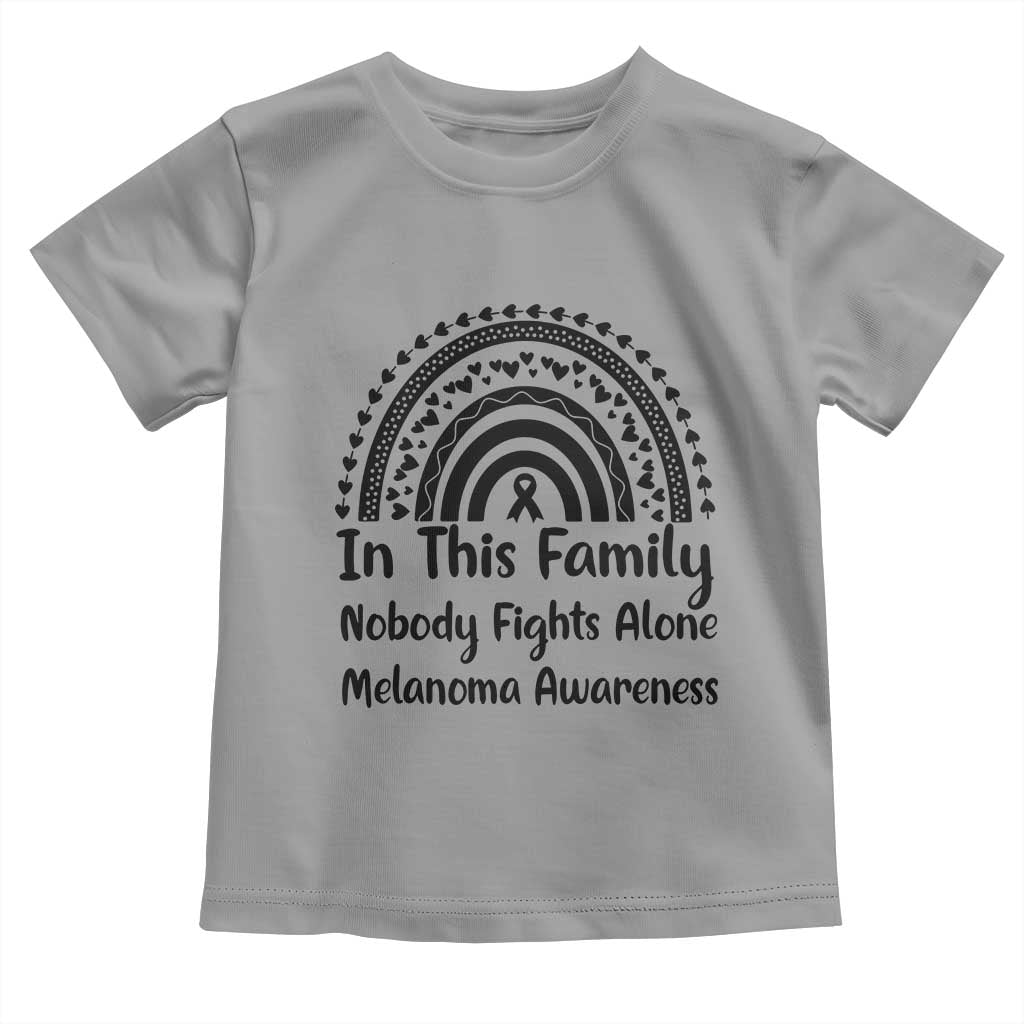 In This Family Nobody Fights Alone Toddler T Shirt Melanoma Warrior Support TS12 Sport Gray Print Your Wear