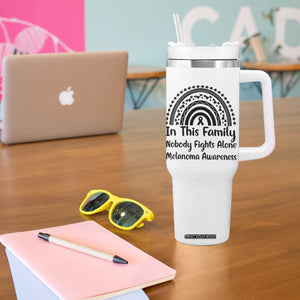 In This Family Nobody Fights Alone Tumbler With Handle Melanoma Warrior Support TS12 Print Your Wear