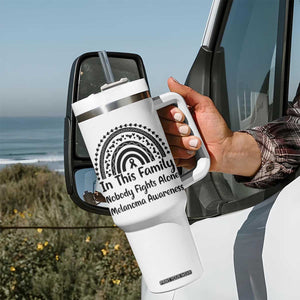 In This Family Nobody Fights Alone Tumbler With Handle Melanoma Warrior Support TS12 Print Your Wear