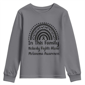 In This Family Nobody Fights Alone Youth Sweatshirt Melanoma Warrior Support TS12 Charcoal Print Your Wear