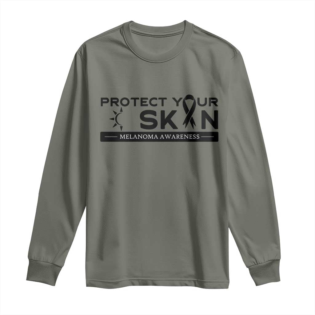 Melanoma Prevention Awareness Long Sleeve Shirt Protect Your Skin TS12 Military Green Print Your Wear