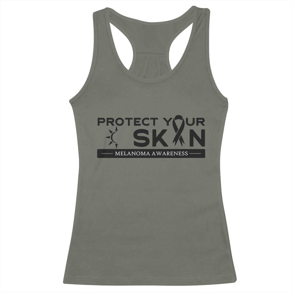 Melanoma Prevention Awareness Racerback Tank Top Protect Your Skin TS12 Military Green Print Your Wear