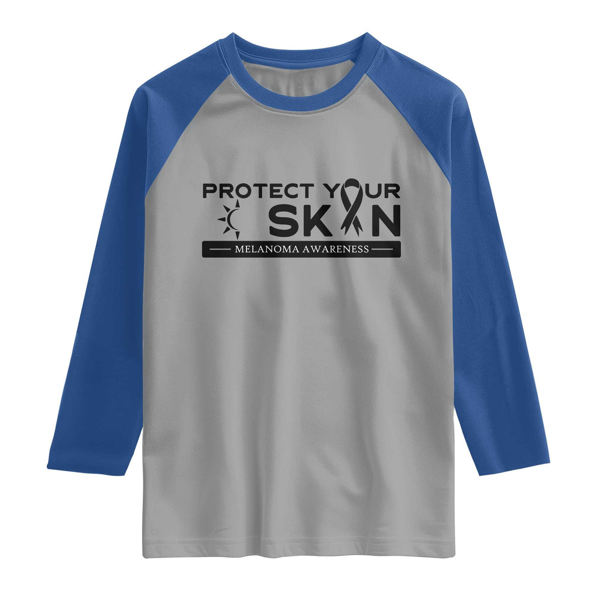 Melanoma Prevention Awareness Raglan Shirt Protect Your Skin TS12 Sport Gray Royal Print Your Wear