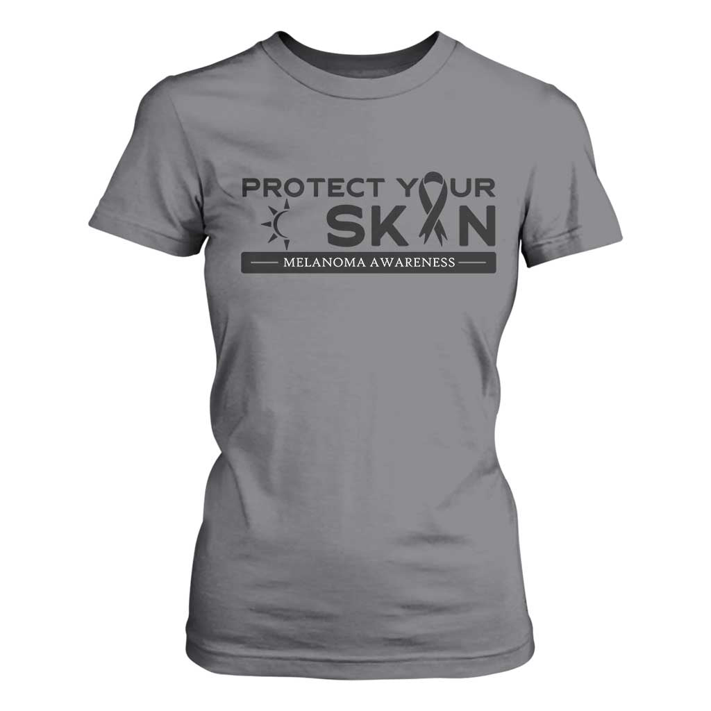 Melanoma Prevention Awareness T Shirt For Women Protect Your Skin TS12 Charcoal Print Your Wear