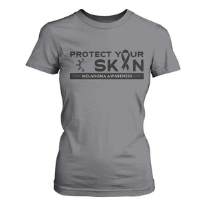 Melanoma Prevention Awareness T Shirt For Women Protect Your Skin TS12 Charcoal Print Your Wear