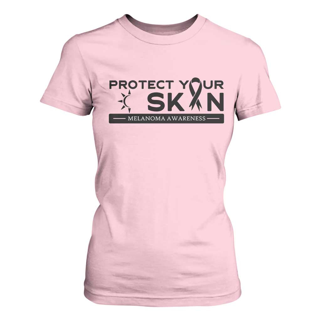Melanoma Prevention Awareness T Shirt For Women Protect Your Skin TS12 Light Pink Print Your Wear