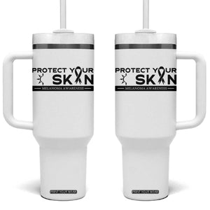 Melanoma Prevention Awareness Tumbler With Handle Protect Your Skin TS12 One Size: 40 oz White Print Your Wear