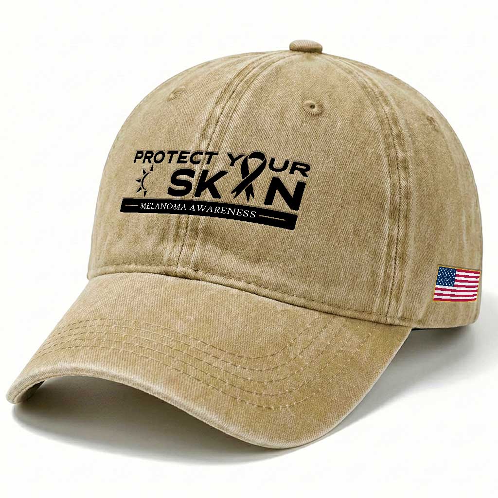Melanoma Prevention Awareness Washed Cotton Baseball Cap Protect Your Skin TS12 Print Your Wear