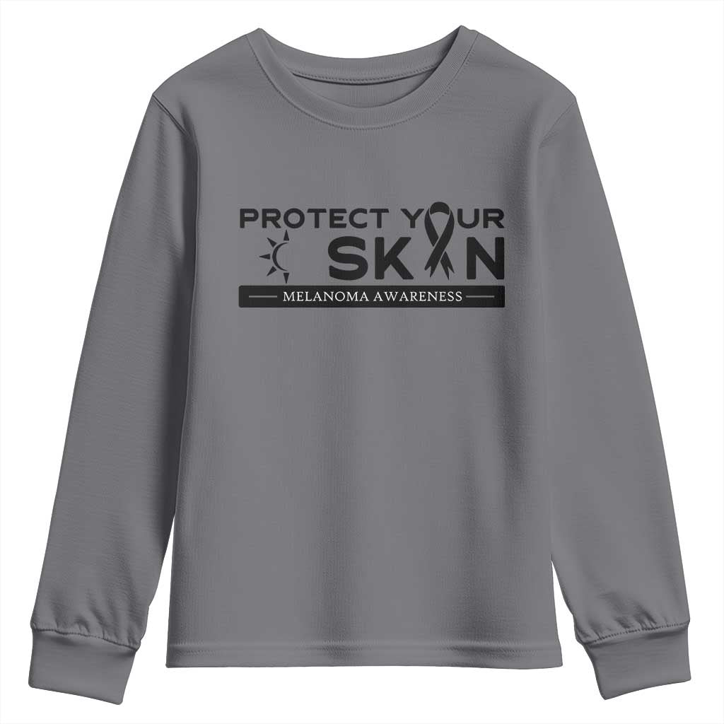 Melanoma Prevention Awareness Youth Sweatshirt Protect Your Skin TS12 Charcoal Print Your Wear