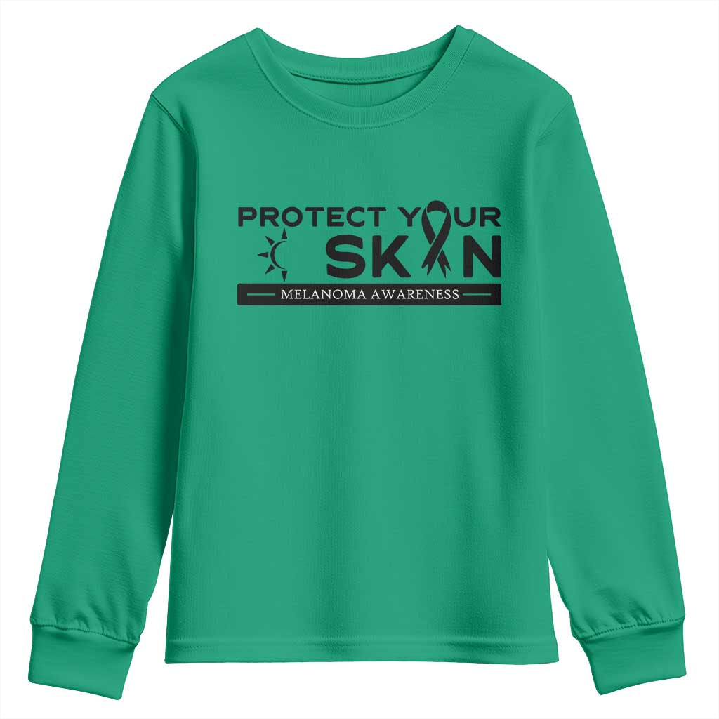 Melanoma Prevention Awareness Youth Sweatshirt Protect Your Skin TS12 Irish Green Print Your Wear