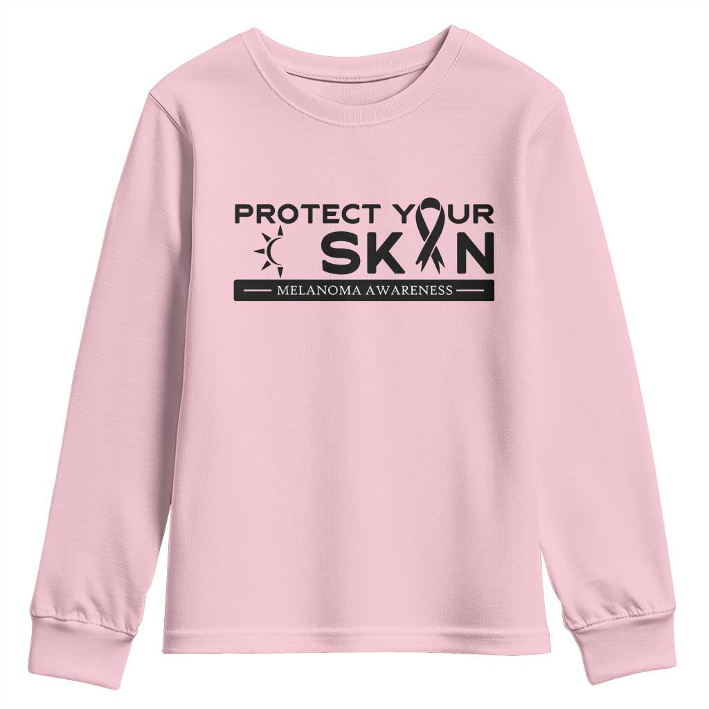 Melanoma Prevention Awareness Youth Sweatshirt Protect Your Skin TS12 Light Pink Print Your Wear