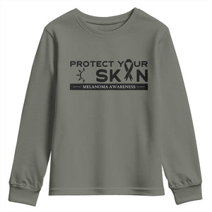 Melanoma Prevention Awareness Youth Sweatshirt Protect Your Skin TS12 Military Green Print Your Wear