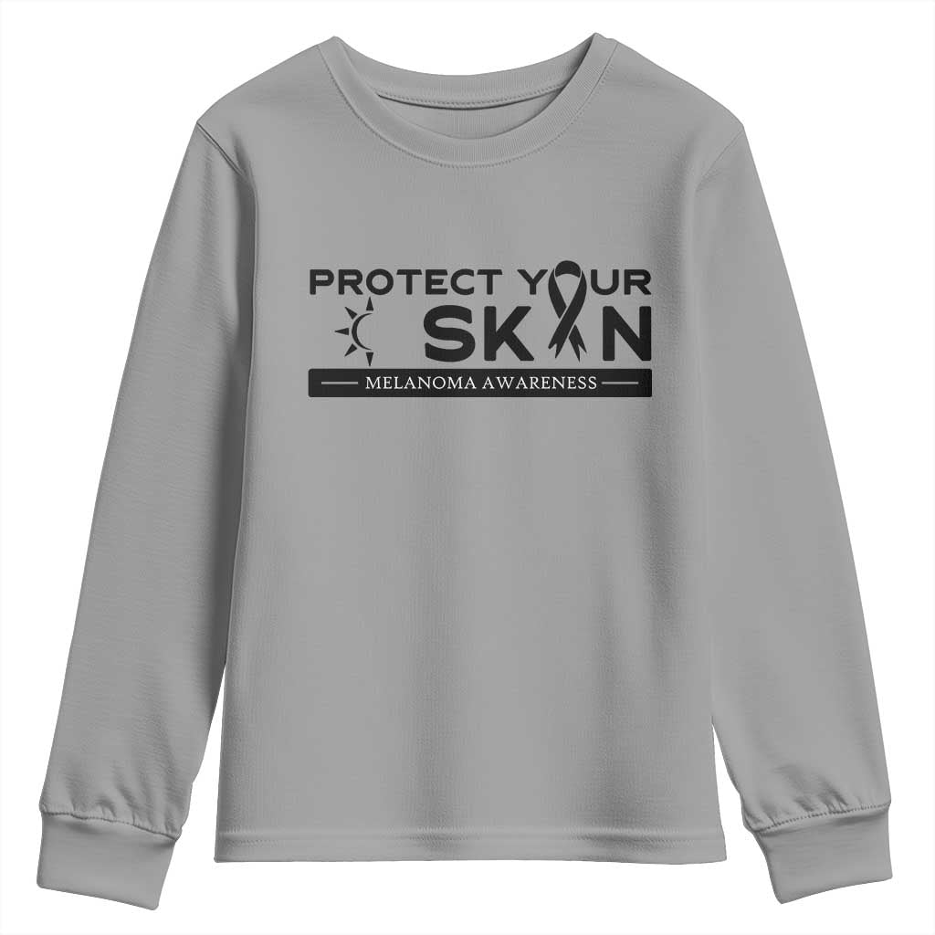 Melanoma Prevention Awareness Youth Sweatshirt Protect Your Skin TS12 Sport Gray Print Your Wear