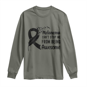 Melanoma Cant Stop Me From Being Awesome Long Sleeve Shirt Support Squad Gift TS12 Military Green Print Your Wear