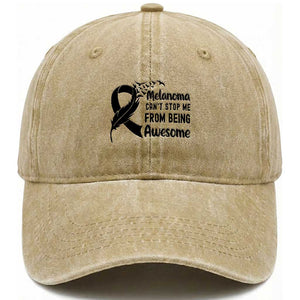 Melanoma Cant Stop Me From Being Awesome Washed Cotton Baseball Cap Support Squad Gift TS12 Print Your Wear