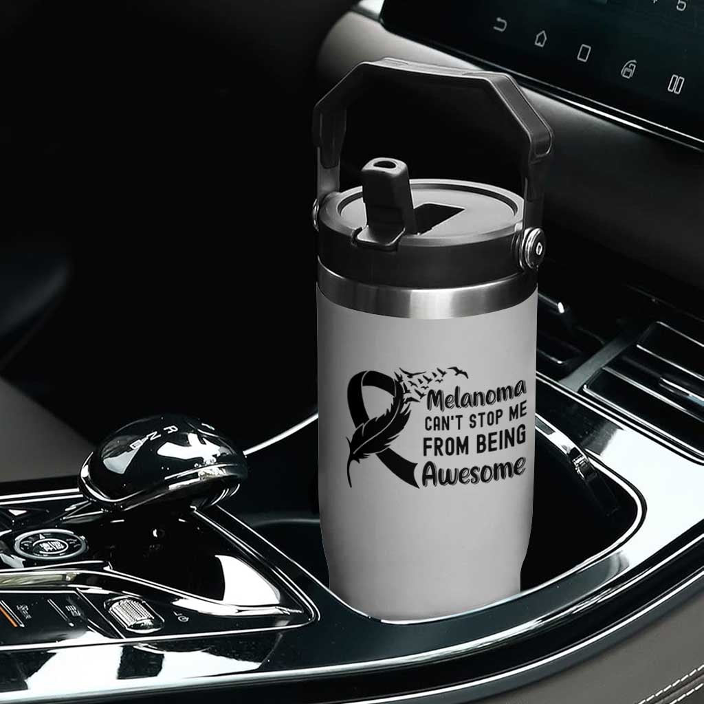 Melanoma Cant Stop Me From Being Awesome Flip Straw Tumbler Support Squad Gift TS12 Print Your Wear