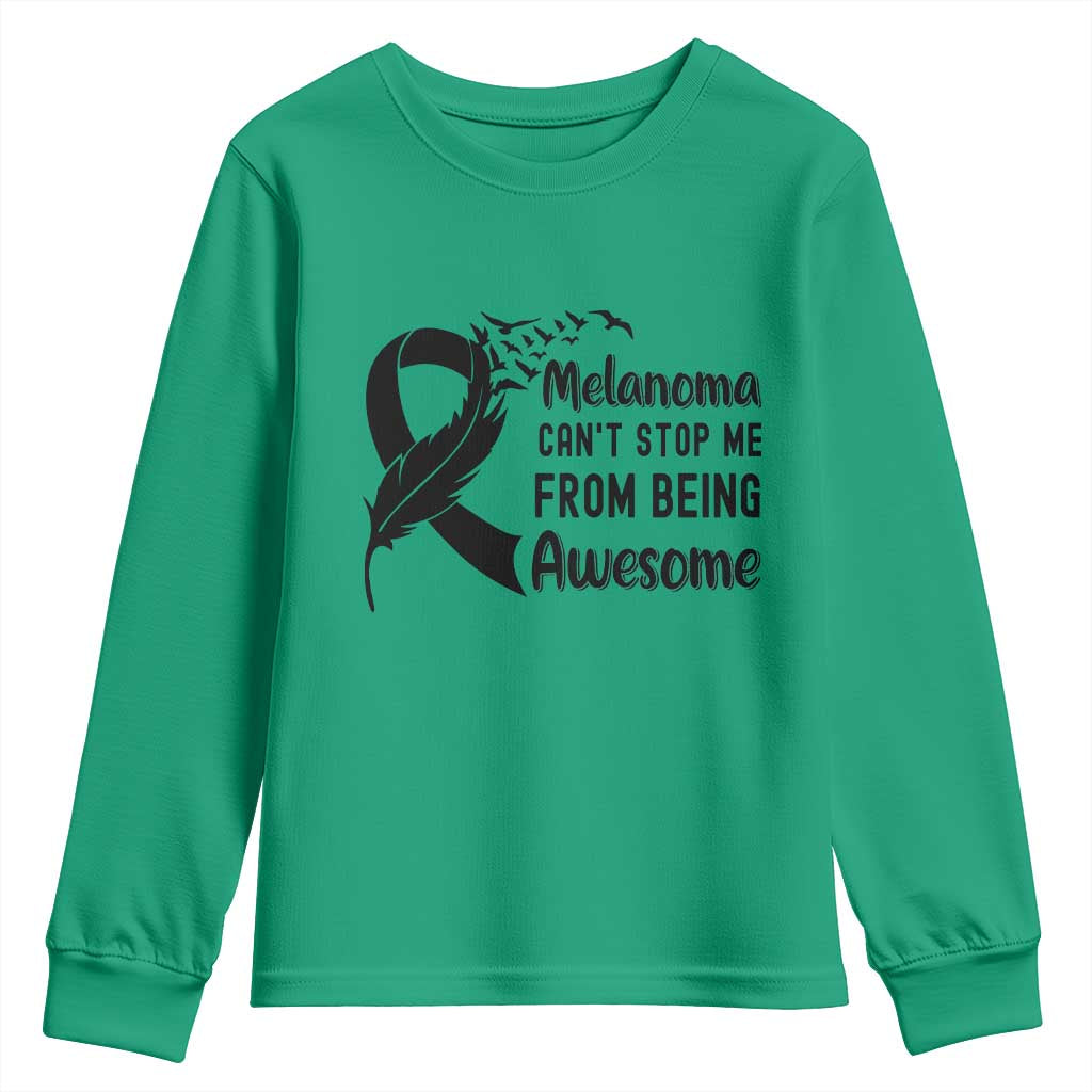 Melanoma Cant Stop Me From Being Awesome Youth Sweatshirt Support Squad Gift TS12 Irish Green Print Your Wear