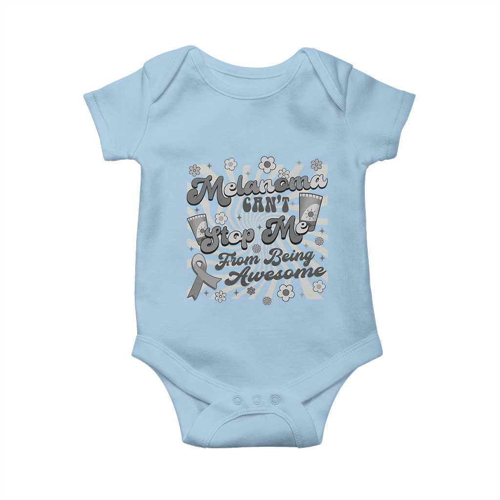 Melanoma Awareness Support Squad Baby Onesie Melanoma Can't Stop Me TS12 Light Blue Print Your Wear