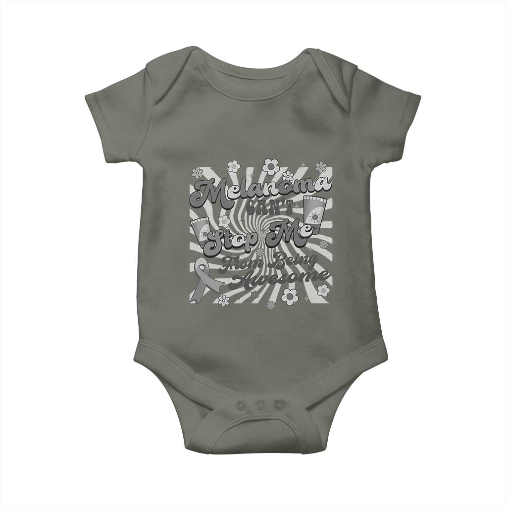 Melanoma Awareness Support Squad Baby Onesie Melanoma Can't Stop Me TS12 Military Green Print Your Wear