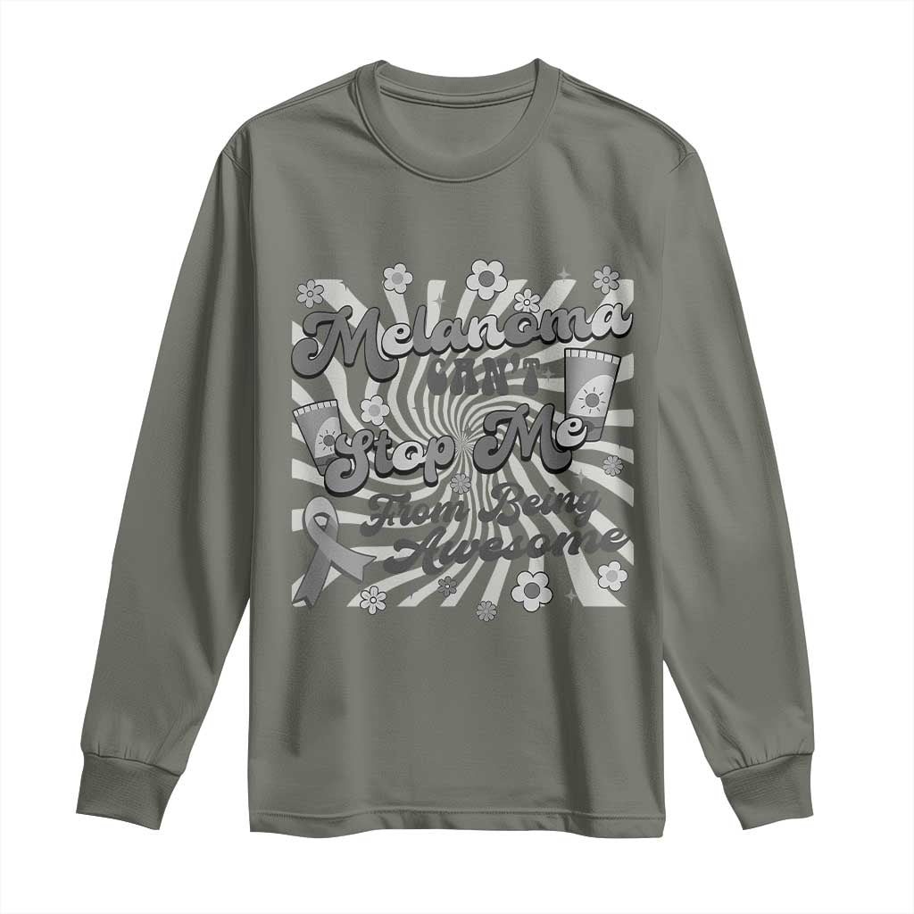 Melanoma Awareness Support Squad Long Sleeve Shirt Melanoma Can't Stop Me TS12 Military Green Print Your Wear