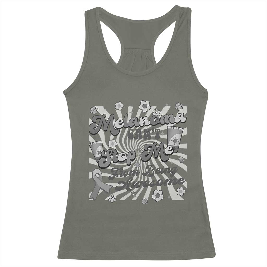 Melanoma Awareness Support Squad Racerback Tank Top Melanoma Can't Stop Me TS12 Military Green Print Your Wear