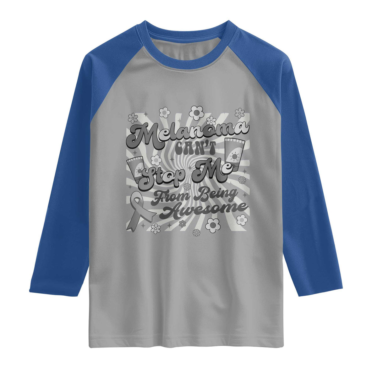 Melanoma Awareness Support Squad Raglan Shirt Melanoma Can't Stop Me TS12 Sport Gray Royal Print Your Wear