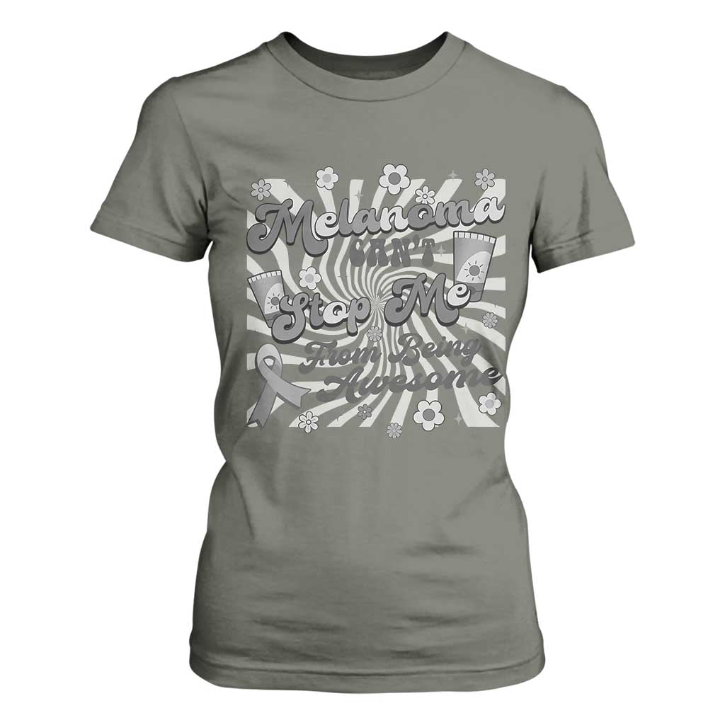 Melanoma Awareness Support Squad T Shirt For Women Melanoma Can't Stop Me TS12 Military Green Print Your Wear