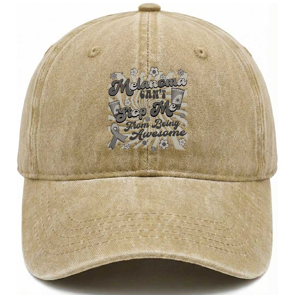 Melanoma Awareness Support Squad Washed Cotton Baseball Cap Melanoma Can't Stop Me TS12 Print Your Wear