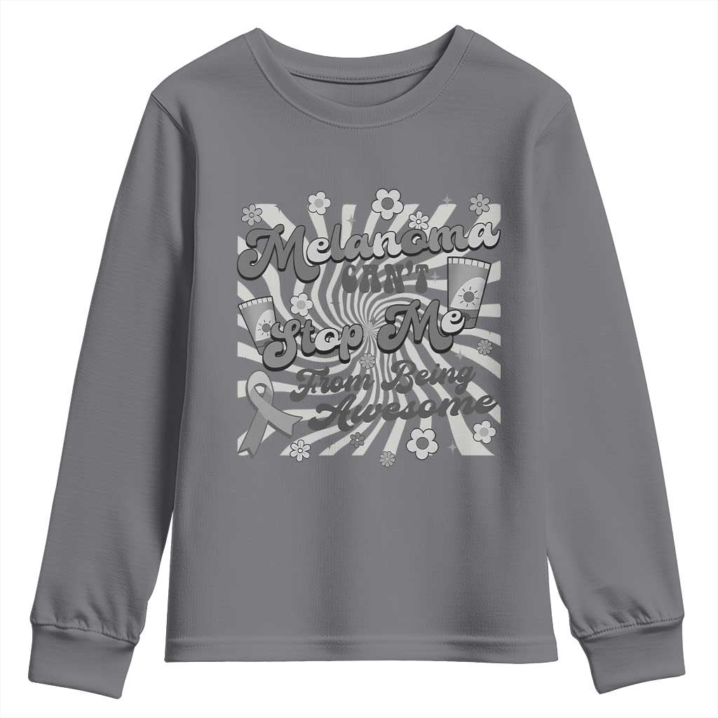 Melanoma Awareness Support Squad Youth Sweatshirt Melanoma Can't Stop Me TS12 Charcoal Print Your Wear