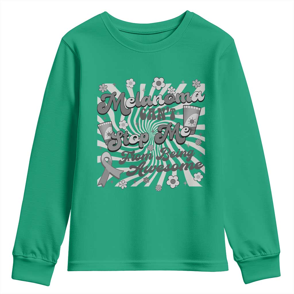 Melanoma Awareness Support Squad Youth Sweatshirt Melanoma Can't Stop Me TS12 Irish Green Print Your Wear