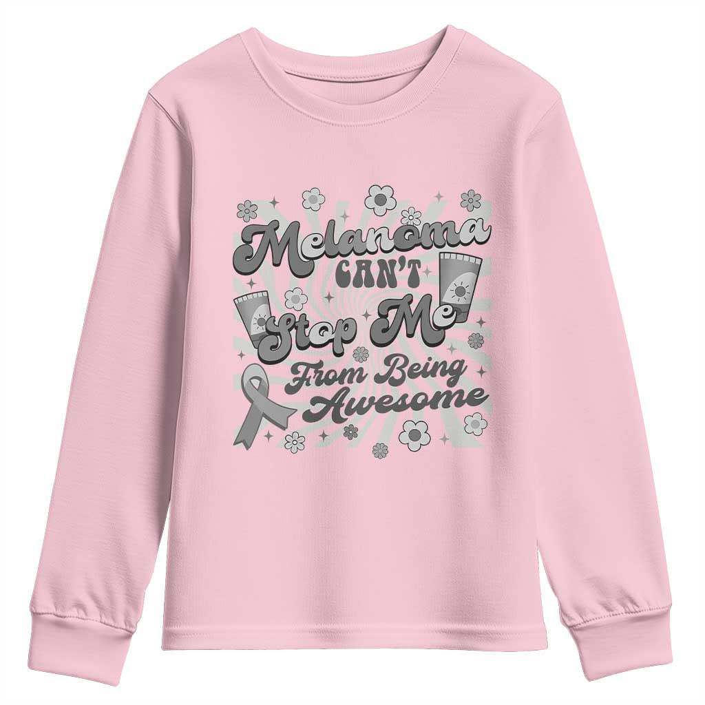 Melanoma Awareness Support Squad Youth Sweatshirt Melanoma Can't Stop Me TS12 Light Pink Print Your Wear