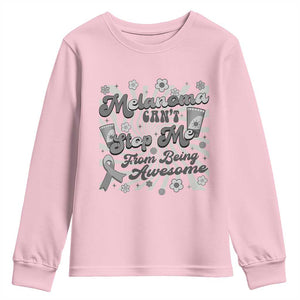 Melanoma Awareness Support Squad Youth Sweatshirt Melanoma Can't Stop Me TS12 Light Pink Print Your Wear