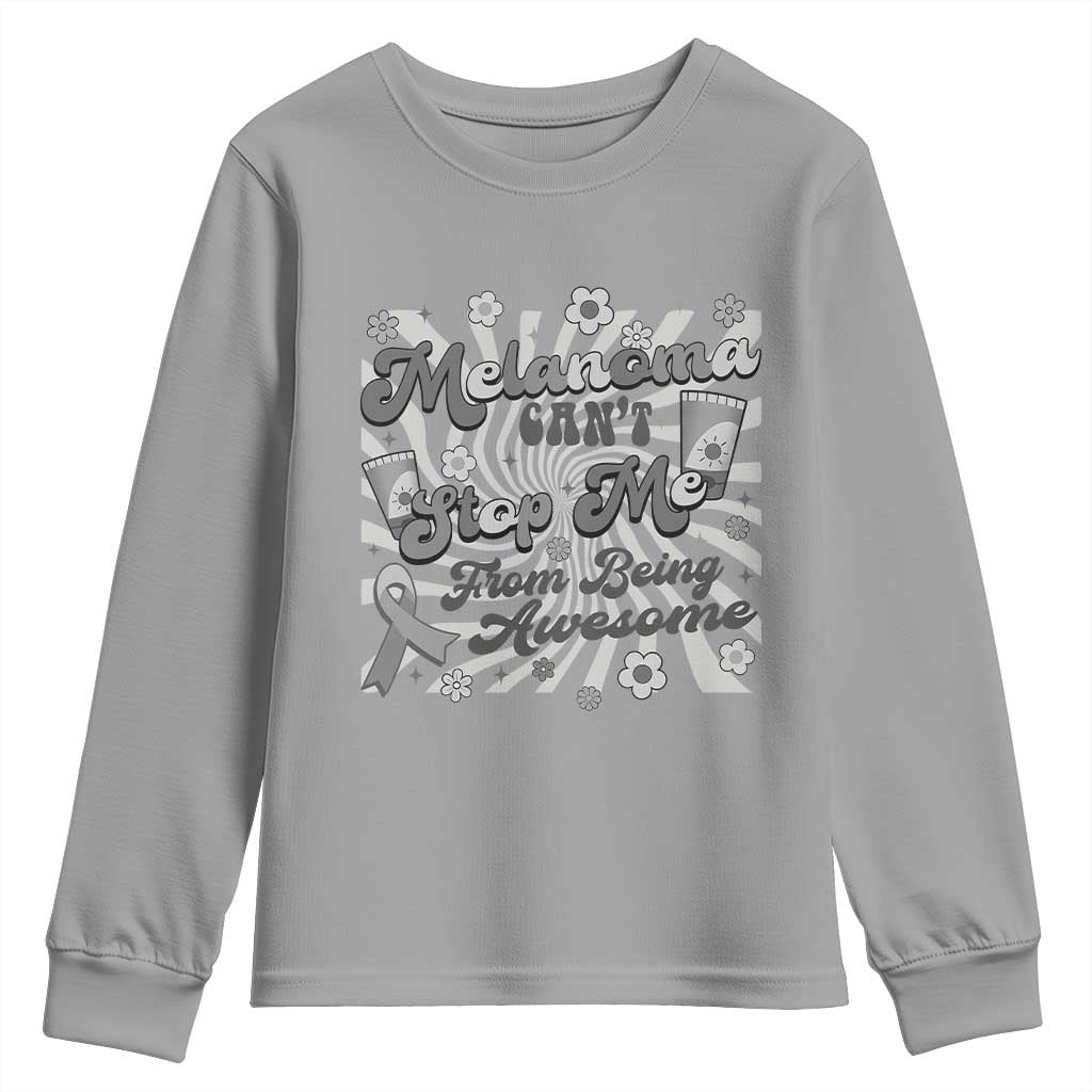 Melanoma Awareness Support Squad Youth Sweatshirt Melanoma Can't Stop Me TS12 Sport Gray Print Your Wear