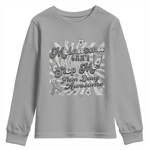 Melanoma Awareness Support Squad Youth Sweatshirt Melanoma Can't Stop Me TS12 Sport Gray Print Your Wear
