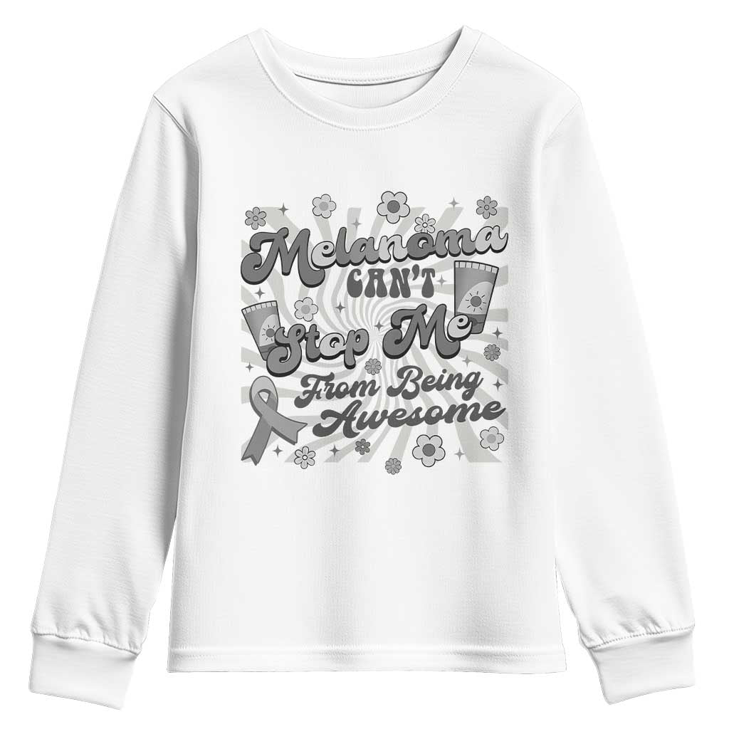 Melanoma Awareness Support Squad Youth Sweatshirt Melanoma Can't Stop Me TS12 White Print Your Wear
