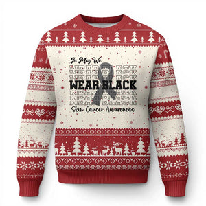 Skin Cancer Awareness Month Ugly Christmas Sweater In May We Wear Black TS12 Beige Red Print Your Wear