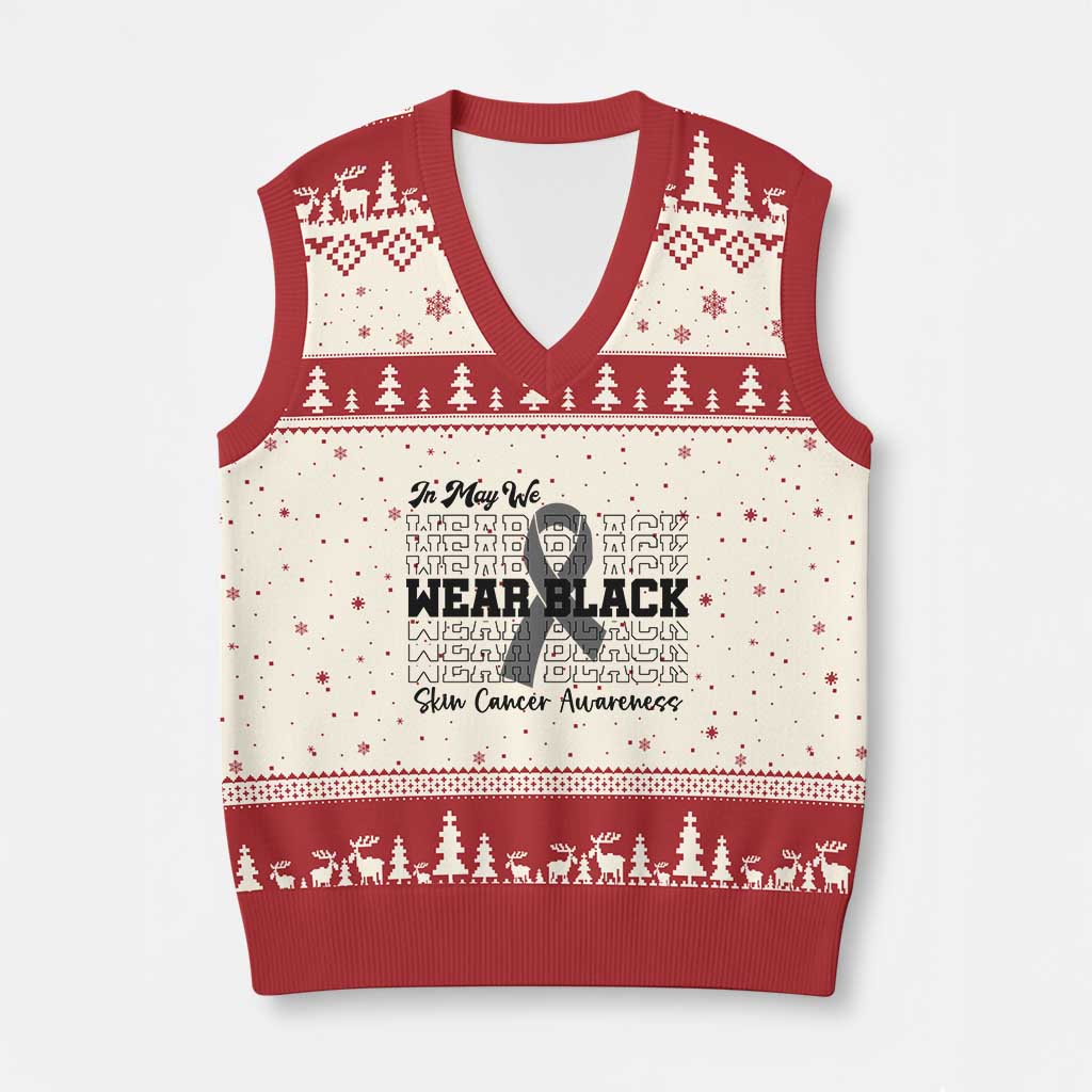 Skin Cancer Awareness Month V-Neck Knit Sweater Vest In May We Wear Black